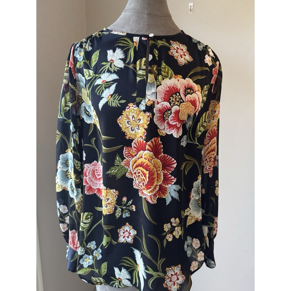 Ann Taylor Loft Fall Long Sleeve Navy Floral Bouse sz XS